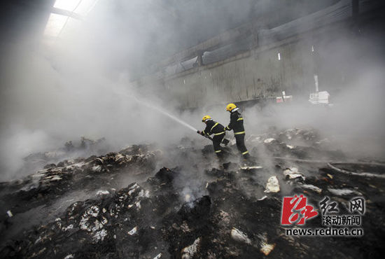 11月12日，瀏陽產(chǎn)業(yè)園，消防官兵組織救援，控制了火情。圖/滾動新聞記者